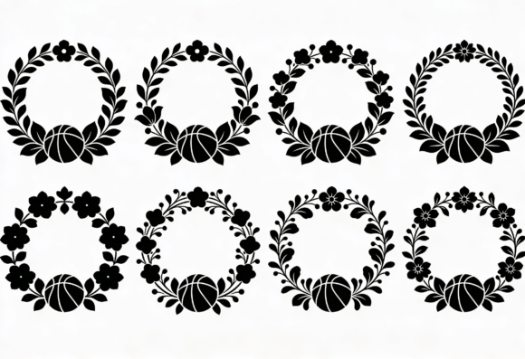 Basketball Wreath SVG Bundle Floral
