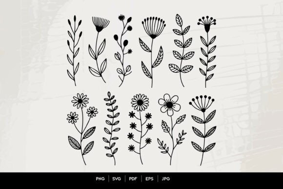 Boho Floral Line Art SVG Bundle