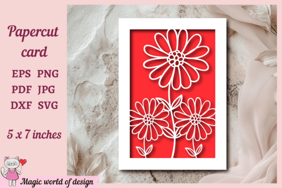 Daisies A5 Floral Greeting Card Svg