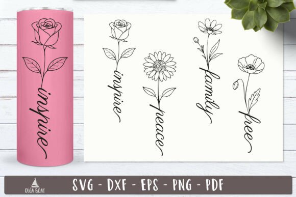 Floral Affirmation Word SVG PNG Designs