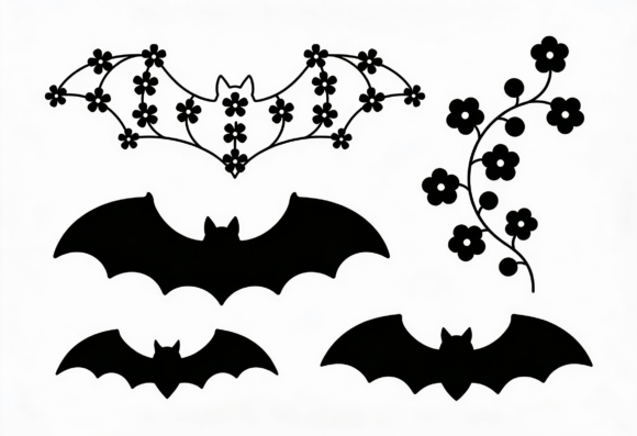 Floral Bat Cutout SVG Halloween