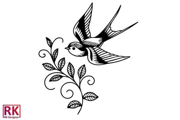 Floral Bird Silhouette Svg Vector