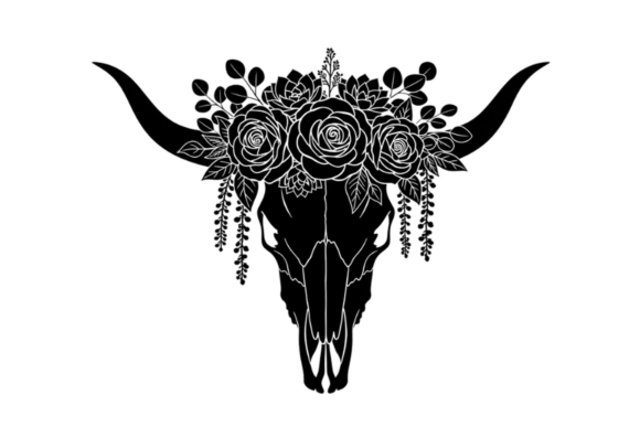 Floral Bull Skull SVG Boho Western