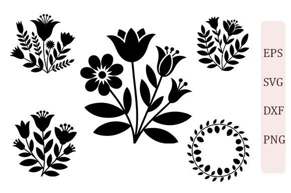 Floral Bundle Wreath SVG PNG Set