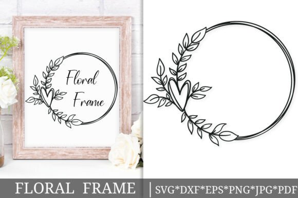 Floral Heart Frame SVG Cut File