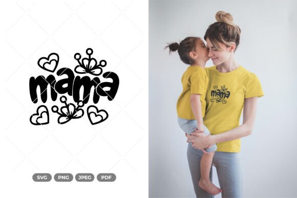Floral Heart Mama SVG Clipart