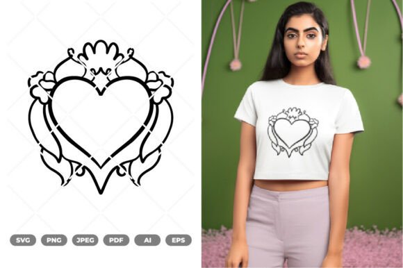 Floral Heart Tattoo SVG Clipart