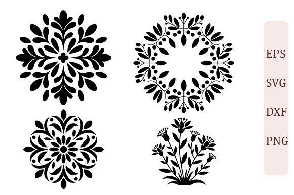 Floral Mandala Wreath SVG PNG Set