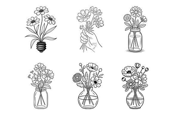 Floral Mason Jar Svg,Wildflower Bundle