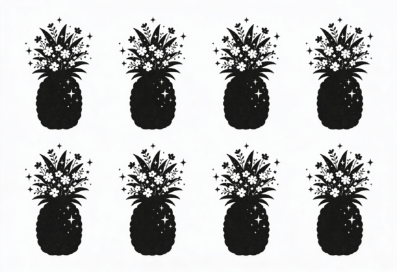 Floral Pineapple Silhouette SVG Cut File