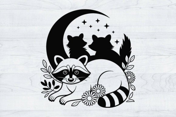 Floral Sleeping Raccoon SVG Clipart