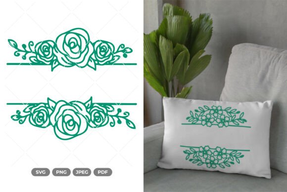 Floral Split Border SVG Clipart