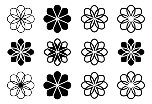 Geometric Flower SVG Bundle - Floral