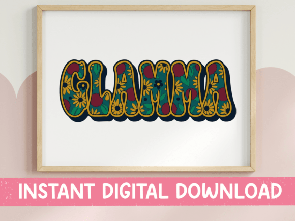 Glamma Teal Floral Bubble Letters SVG