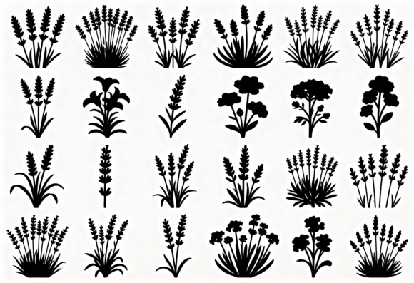 Lavender Silhouette SVG Bundle - Floral