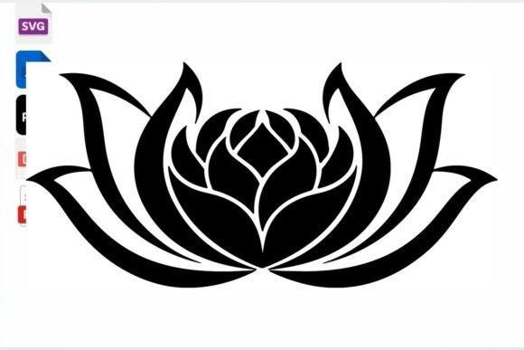 Lotus Flower SVG Black Floral Design