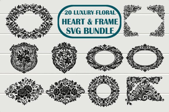 Luxury Floral Heart Frame SVG Bundle
