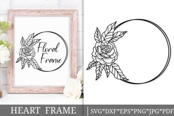 Rose Floral Circle Frame SVG Design