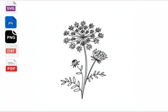 Wildflower Outline SVG Clipart Floral